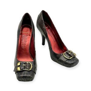 ☀️SALE☀️ Bronx Claudine Brown Snakeskin Y2K Retro Punk Square Toe Pumps Size: 8